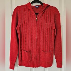 Dark Cherry Red Full Zip Hooded Knit Sweater Reitmans Med-large